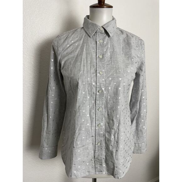 Talbots Petite Shirt Button Down Hearts - Picture 1 of 10